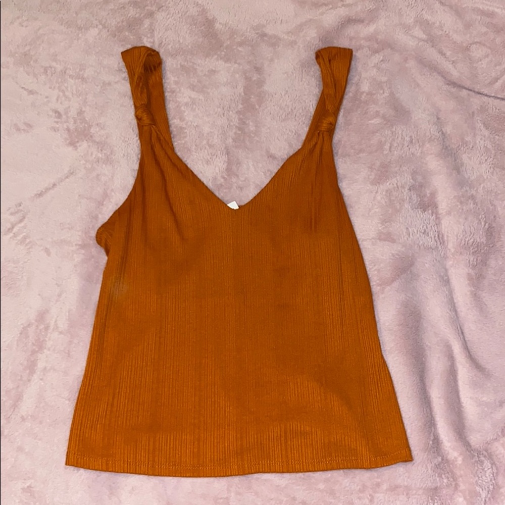 Orange Knotted Strap Rank Top